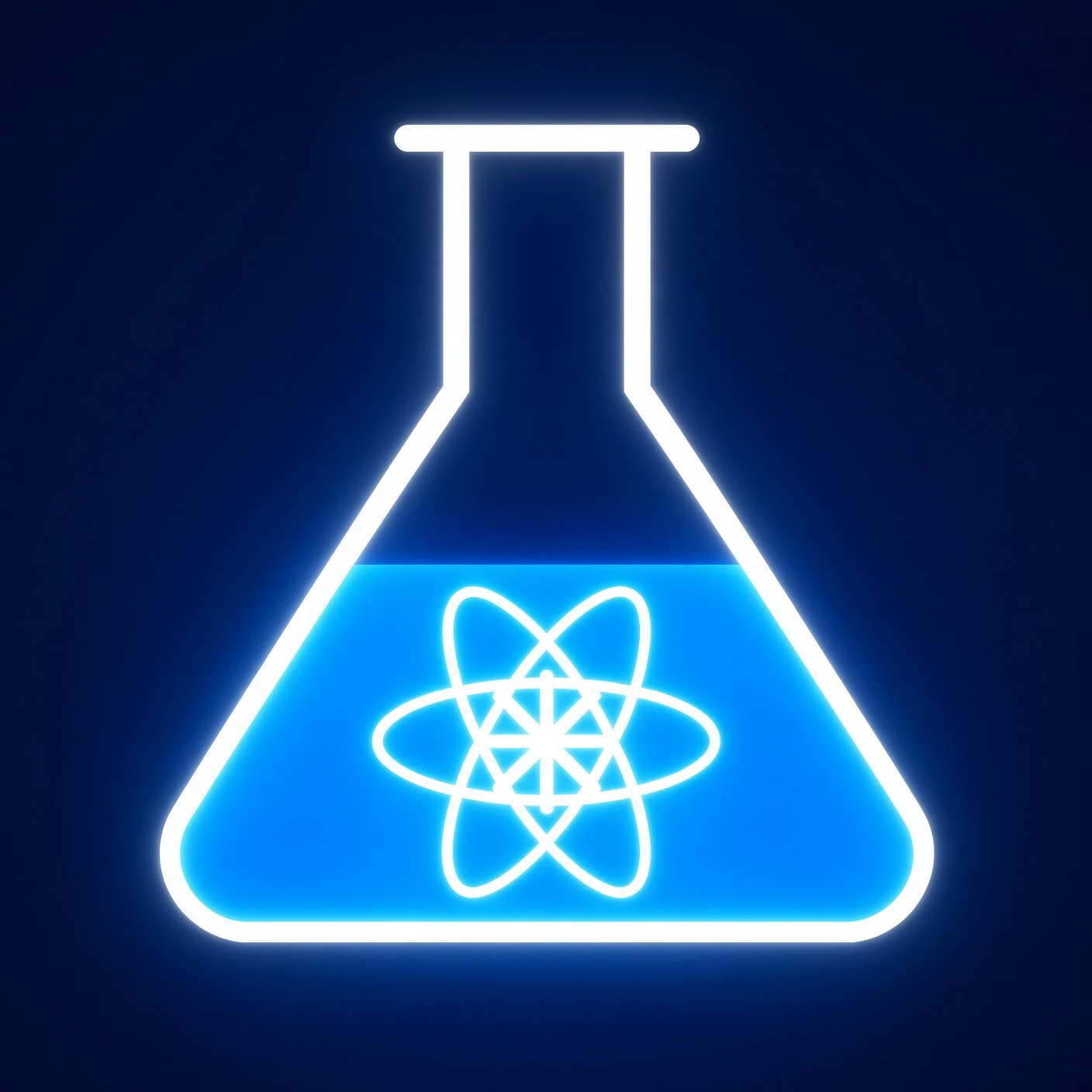 Glowing ALLR flask mark with atomic symbol